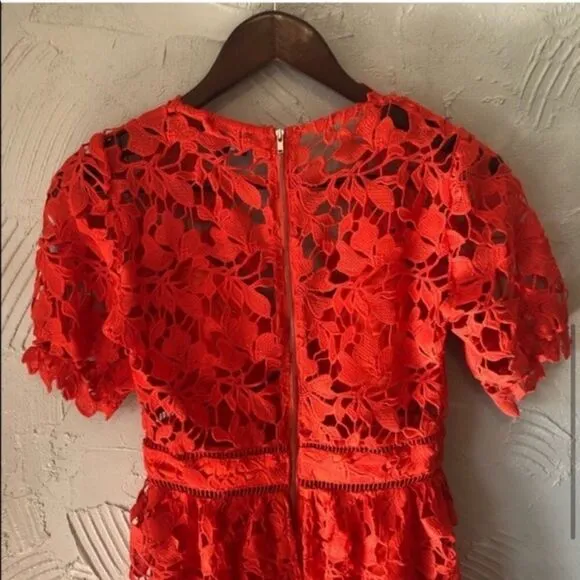 Women’s Bardot Poppy Orange Floral Lace Midi Dress