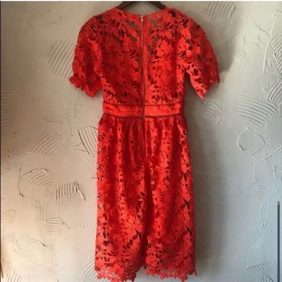 Women’s Bardot Poppy Orange Floral Lace Midi Dress