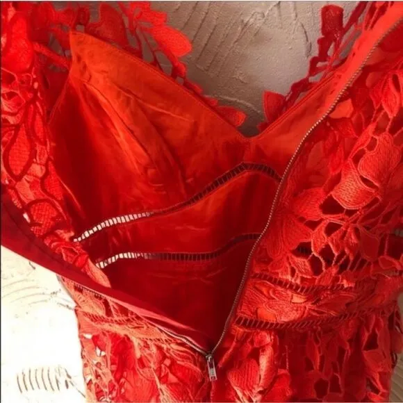 Women’s Bardot Poppy Orange Floral Lace Midi Dress