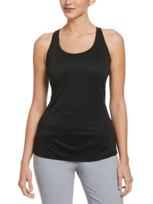 Women's Essential Solid Tennis Tank with Mesh Front Panel