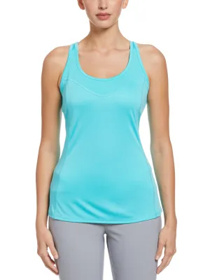 Women's Essential Solid Tennis Tank with Mesh Front Panel