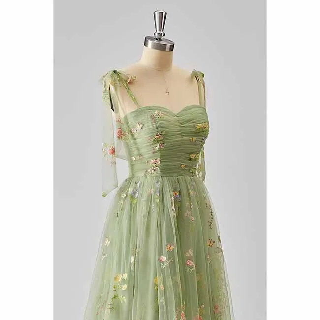 Womens Flower Embroidery Tulle Prom Dress Formal Evening Party Gowns