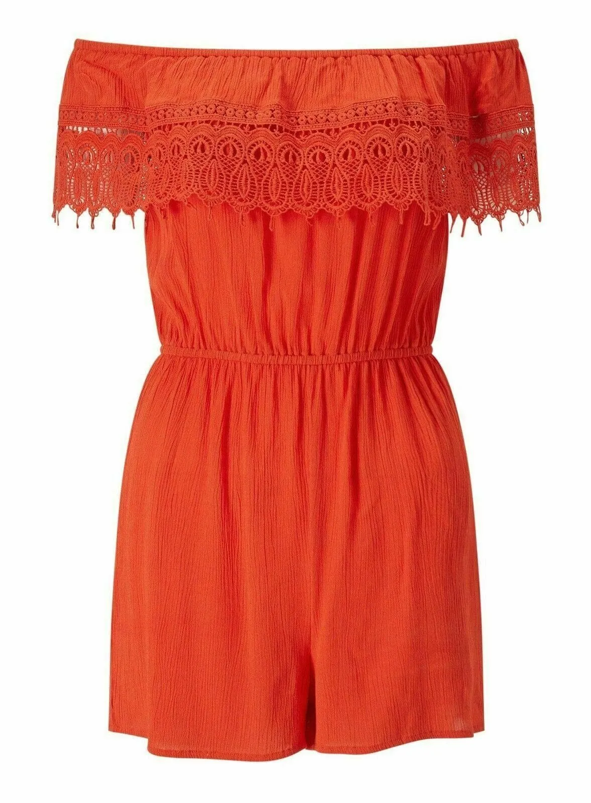 Womens Lace Detail Off Shoulder Playsuit - UK 6/8