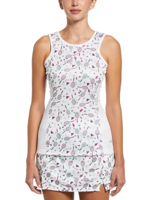 Women's Tennis Conversational Print Racerback Tennis Tank Top