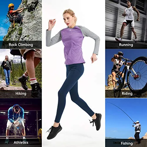 Women's UPF 50  Sun Protection T-Shirt Long Sleeve Indoor Outdoor Athletic Workout Running Hiking Fishing Shirt for Women Purple Gray