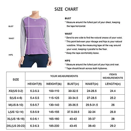Women's UPF 50  Sun Protection T-Shirt Long Sleeve Indoor Outdoor Athletic Workout Running Hiking Fishing Shirt for Women Purple Gray