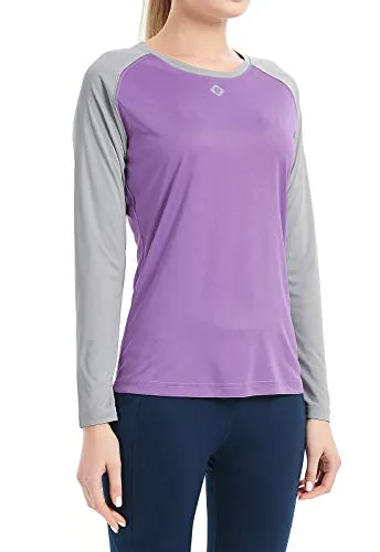 Women's UPF 50  Sun Protection T-Shirt Long Sleeve Indoor Outdoor Athletic Workout Running Hiking Fishing Shirt for Women Purple Gray