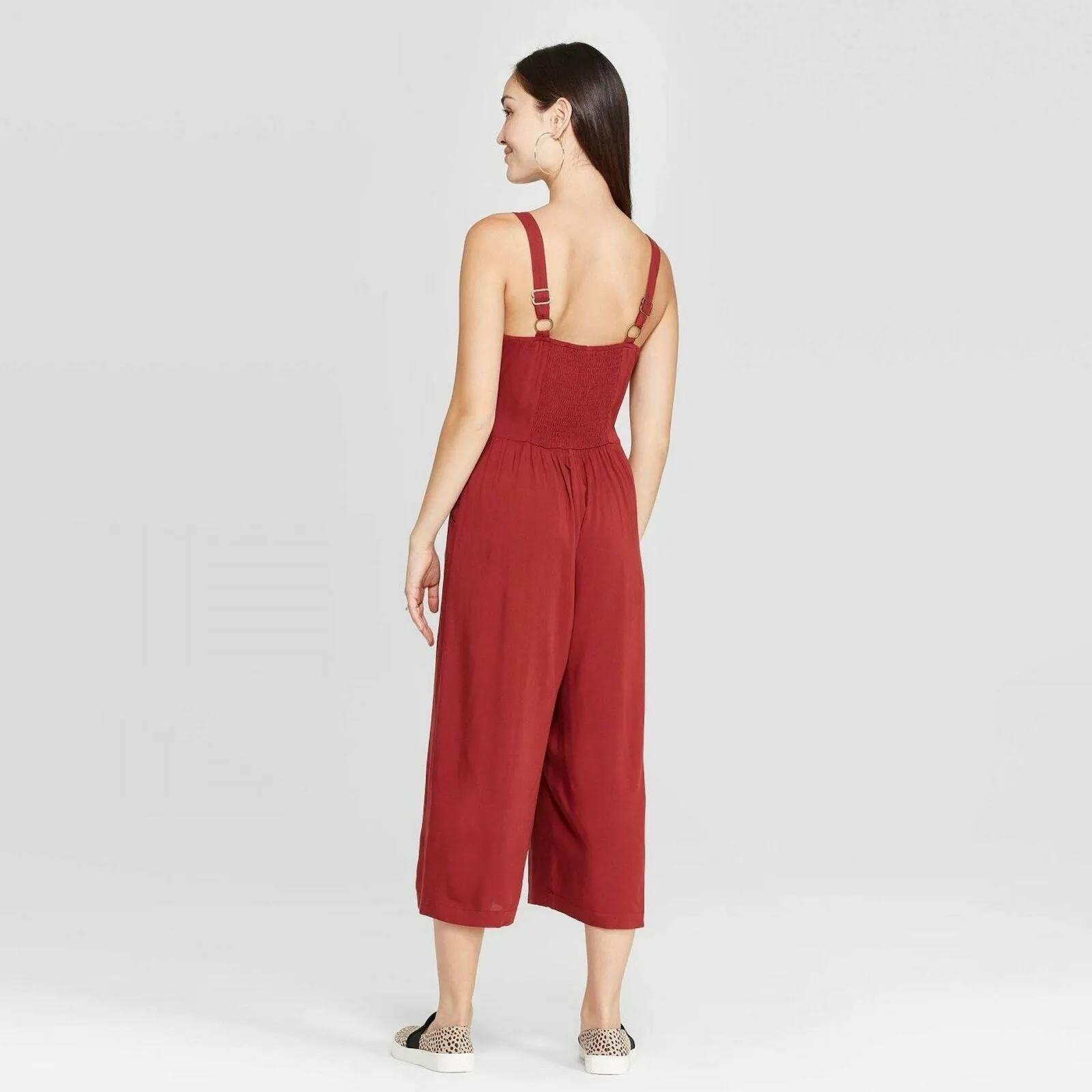 Xhilaration Women's Sleeveless Side Button Cropped Jumpsuit